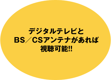 デジタルテレビとBS／CSアンテナがあれば視聴可能!!