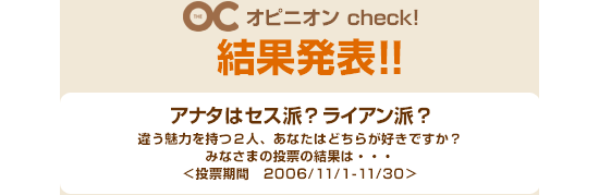 The OC オピニオン　check!結果発表！！アナタはセス派？ライアン派？違う魅力を持つ2人、あなたはどちらが好きですか？