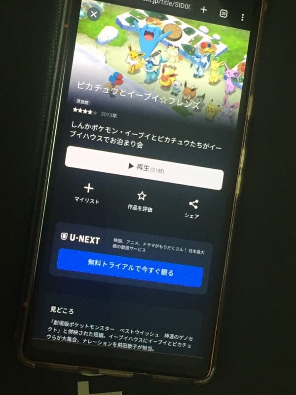 ピカチュウとイーブイ☆フレンズ U-NEXT