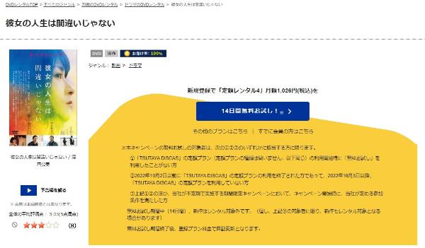 彼女の人生は間違いじゃない TSUTAYA DISCAS