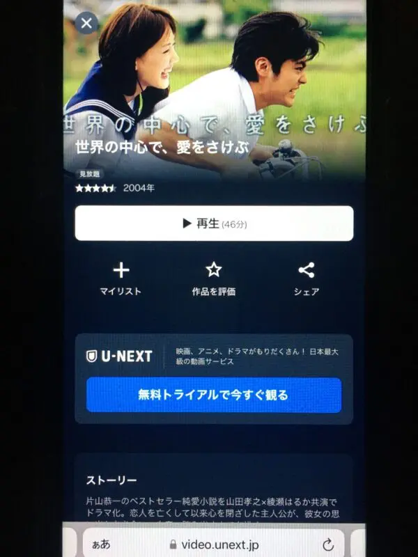 世界の中心で、愛をさけぶ　U-NEXT