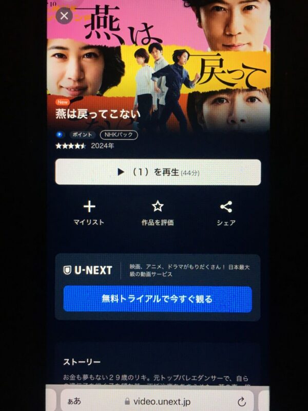 燕は戻ってこない　unext