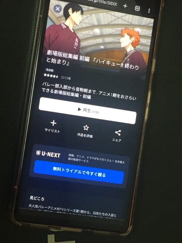 ハイキュー!! 終わりと始まり U-NEXT