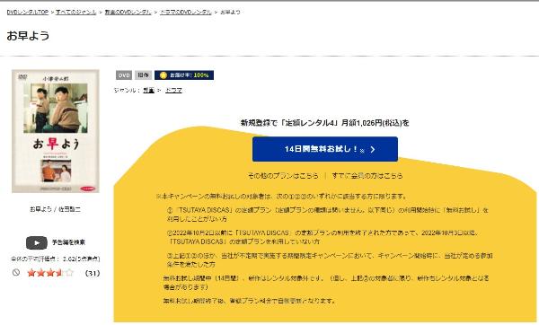 お早ようTSUTAYA DISCAS