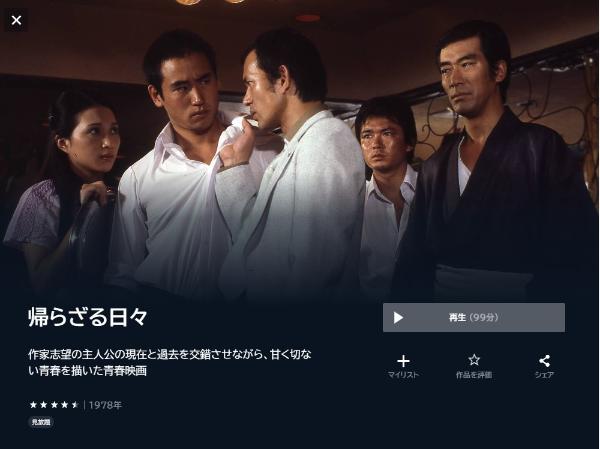 帰らざる日々U-NEXT