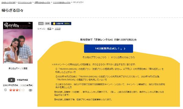 帰らざる日々TSUTAYA DISCAS