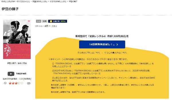 伊豆の踊子 1963年 TSUTAYA DISCAS