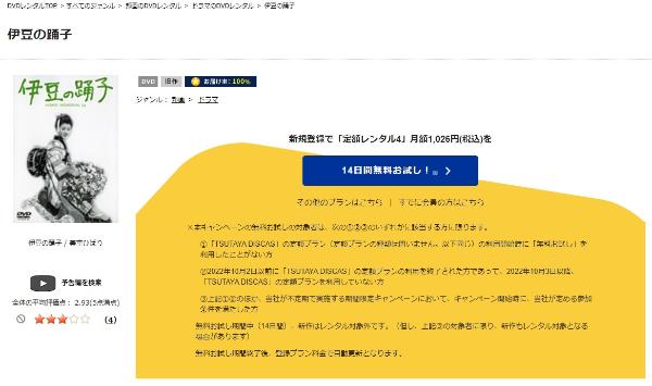 伊豆の踊子 1954年 TSUTAYA DISCAS