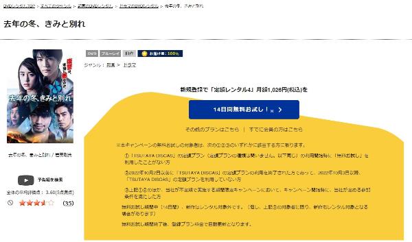 去年の冬、きみと別れTSUTAYA DISCAS