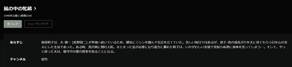 風の中の牝鶏Hulu