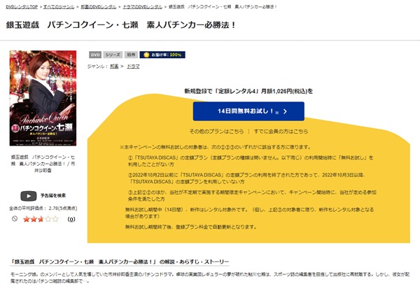 銀玉遊戯 パチンコクイーン・七瀬 素人パチンカー必勝法！TSUTAYA DISCAS