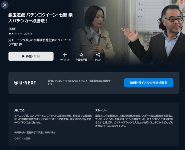 銀玉遊戯 パチンコクイーン・七瀬 素人パチンカー必勝法！U-NEXT