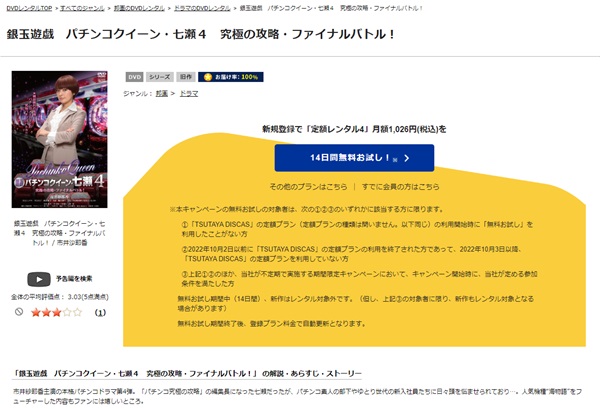 銀玉遊戯 パチンコクイーン・七瀬4 究極の攻略・ファイナルバトル！TSUTAYA DISCAS