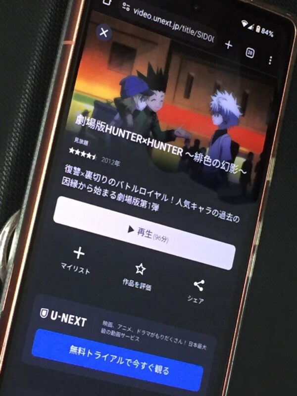 劇場版 HUNTER×HUNTER-緋色の幻影-　unext