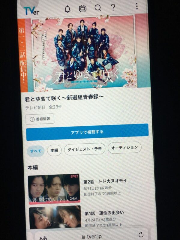 君とゆきて咲く~新選組青春録~ tver