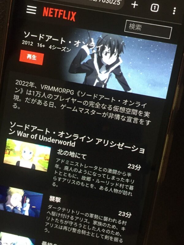 ソードアート・オンライン全シリーズまとめ　netflix