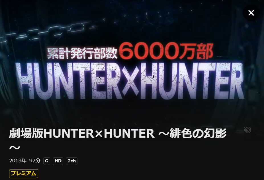 劇場版 HUNTER×HUNTER 緋⾊の幻影 DMM TV