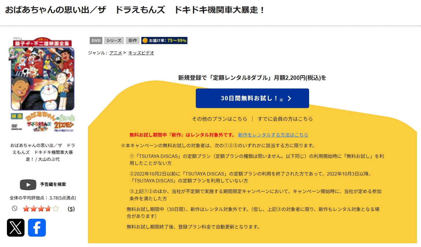 「ザ☆ドラえもんズ ドキドキ機関車大爆走！　tsutaya discas