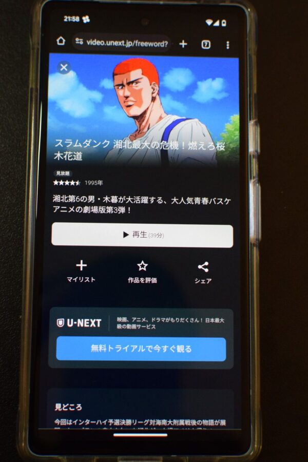 スラムダンク 湘北最大の危機！燃えろ桜木花道　unext