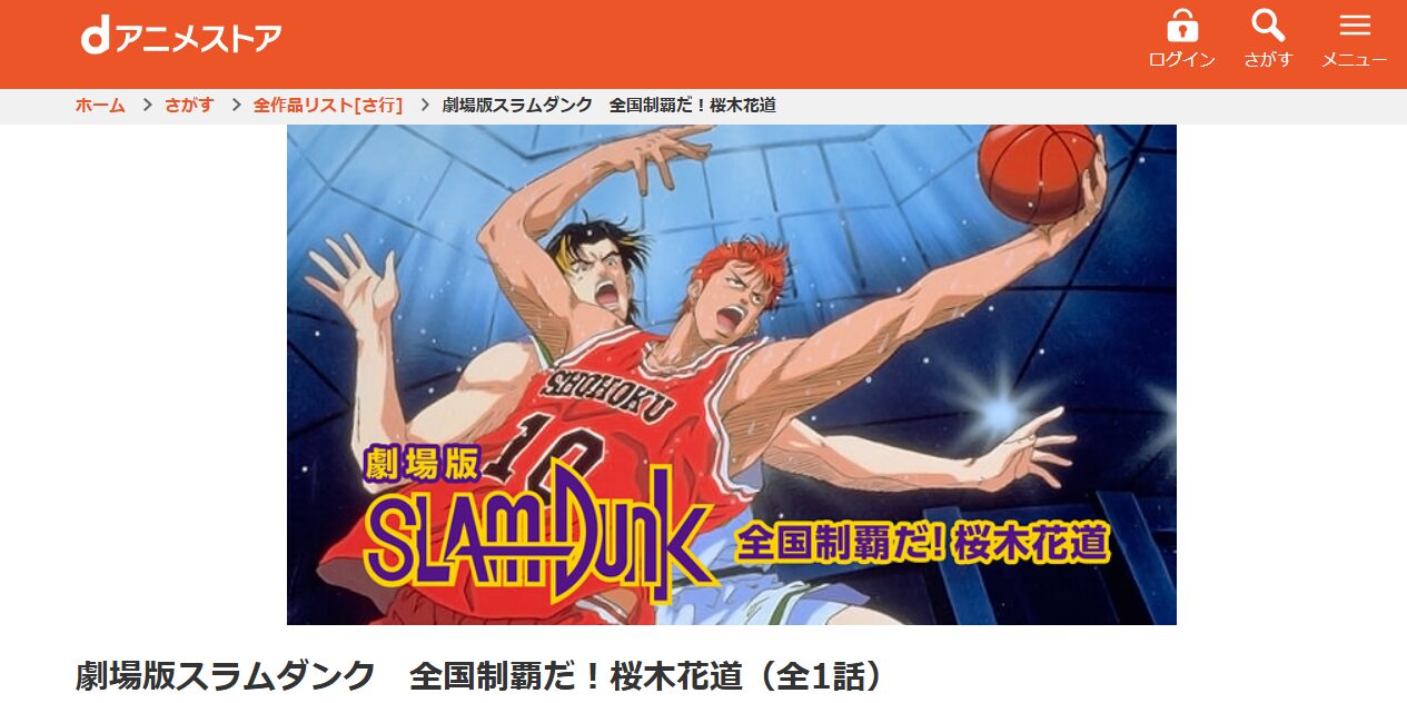 スラムダンク 全国制覇だ! 桜木花道 dアニメストア