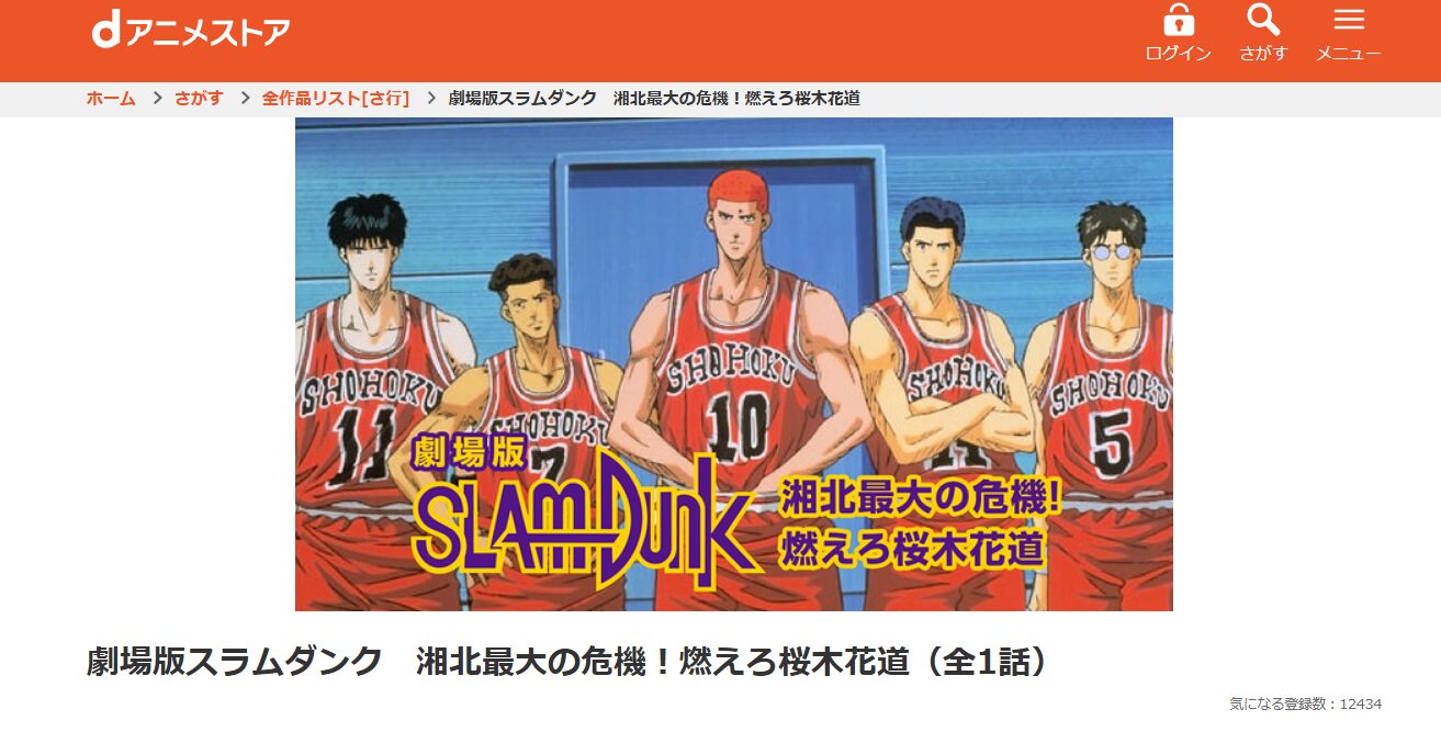 スラムダンク 湘北最大の危機! 燃えろ桜木花道 dアニメストア
