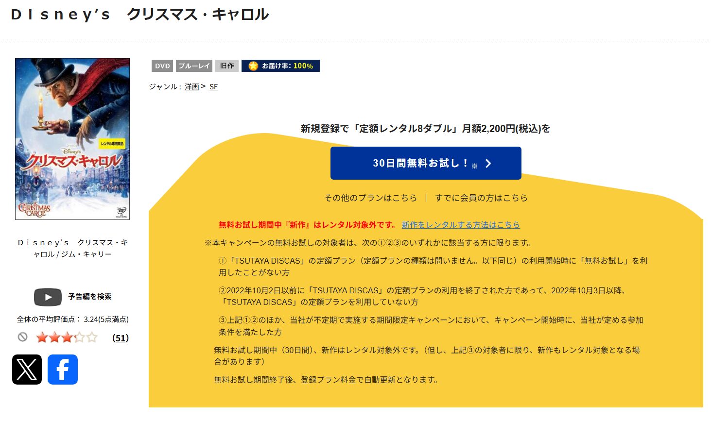 「Disney's クリスマス・キャロル tsutaya discas