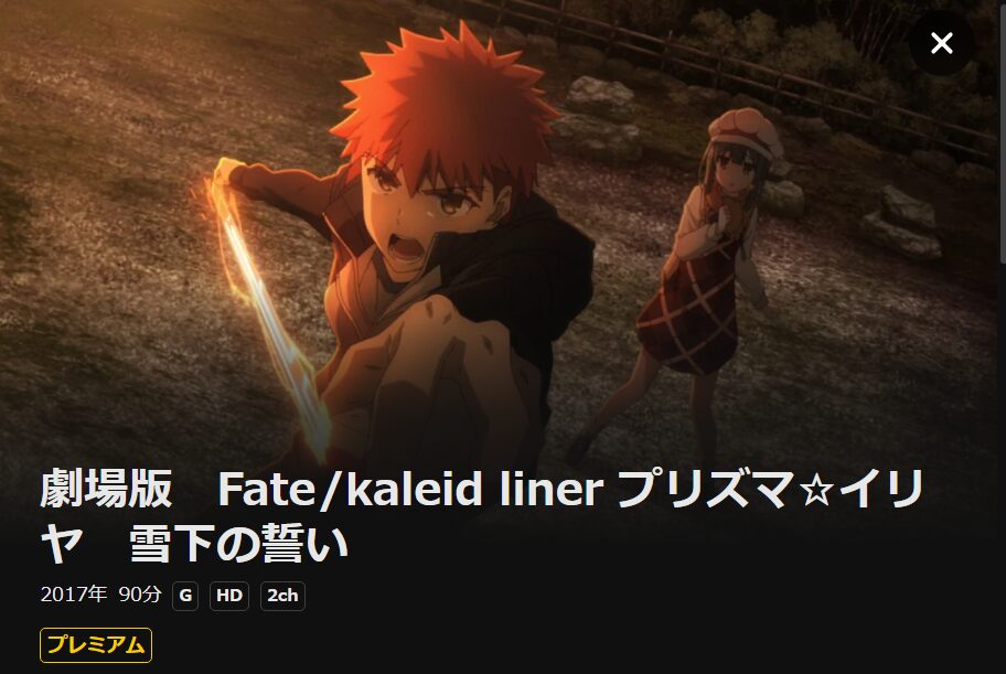 劇場版Fate/kaleid liner プリズマ☆イリヤ 雪下の誓い DMM TV