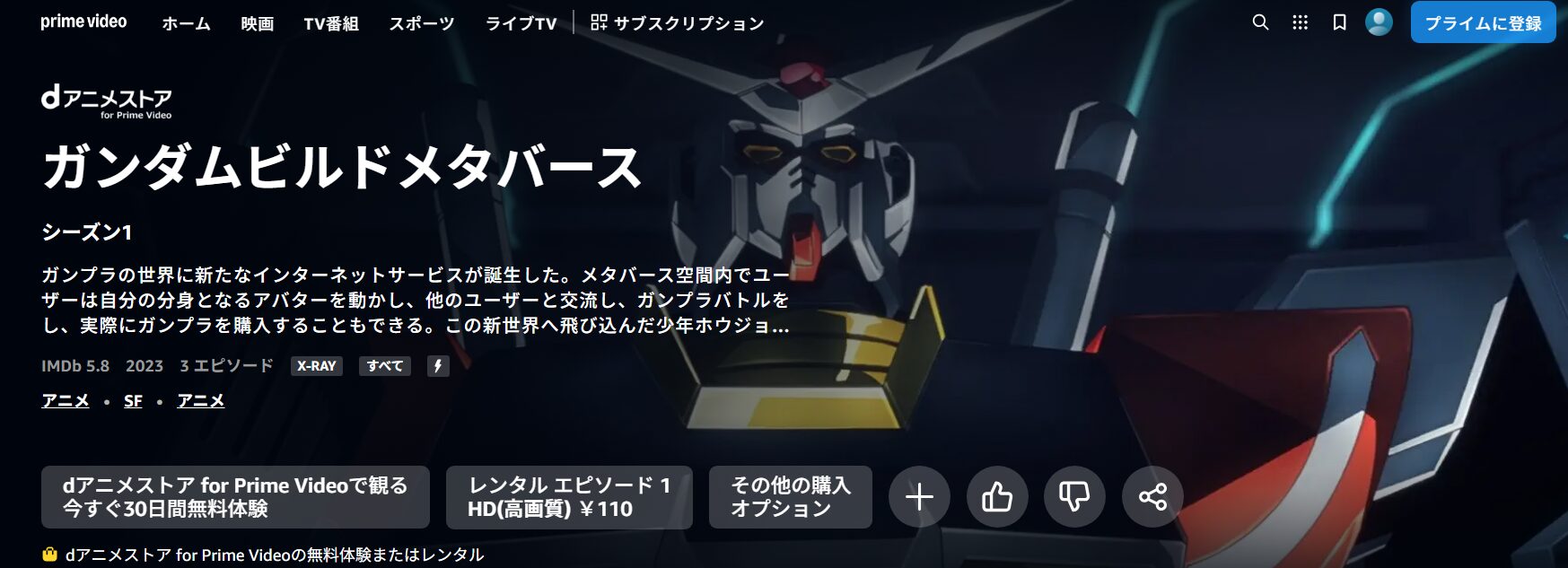 ガンダムビルドメタバース Amazonプライム