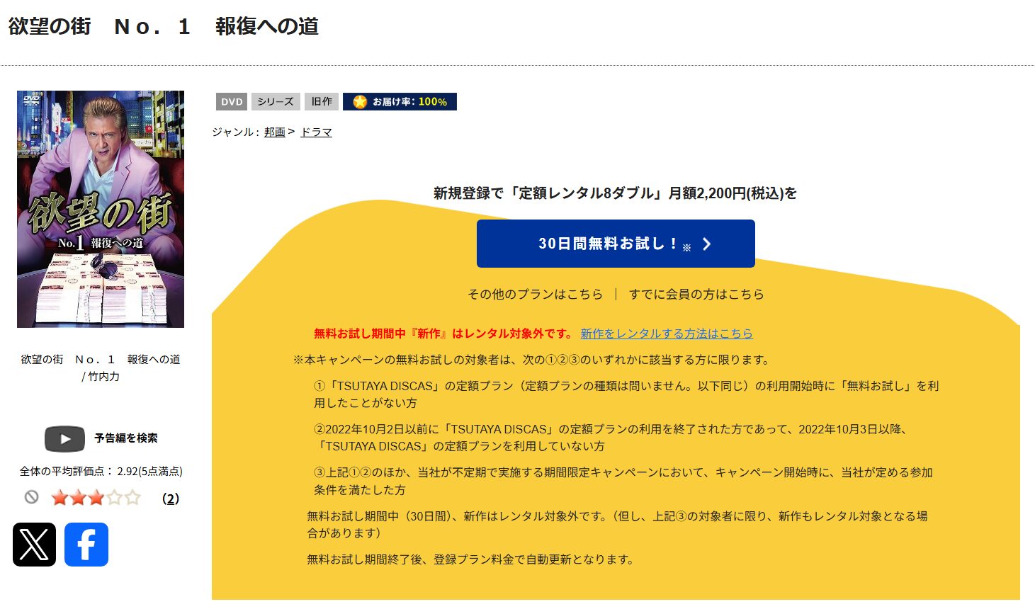 「欲望の街 No.1 報復への道　tsutaya discas