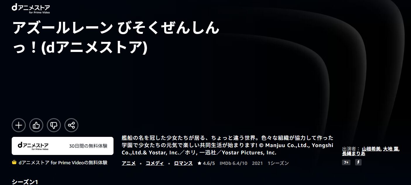 アズールレーン びそくぜんしんっ! Amazonプライム