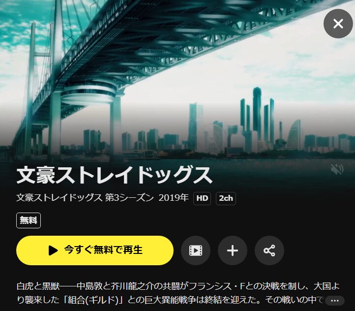 文豪ストレイドッグス 第3シーズン(3期) DMM TV