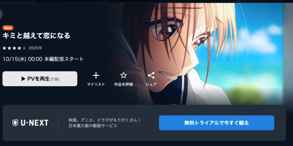 キミと越えて恋になる U-NEXT