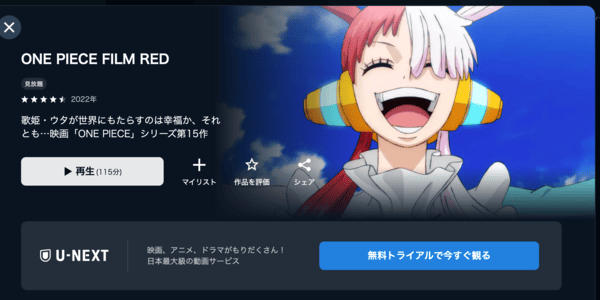 ONE PIECE FILM RED U-NEXT