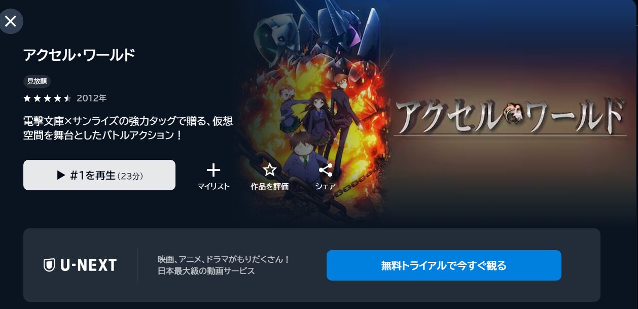 アクセル・ワールド U-NEXT