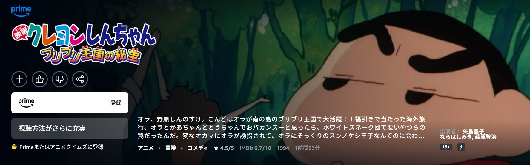 クレヨンしんちゃん ブリブリ王国の秘宝 Amazon