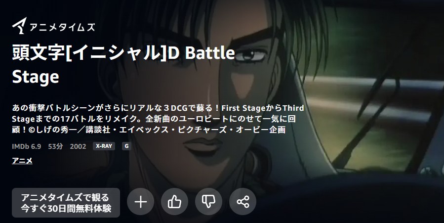 頭文字D（イニシャルD） Battle Stage Amazonプライム