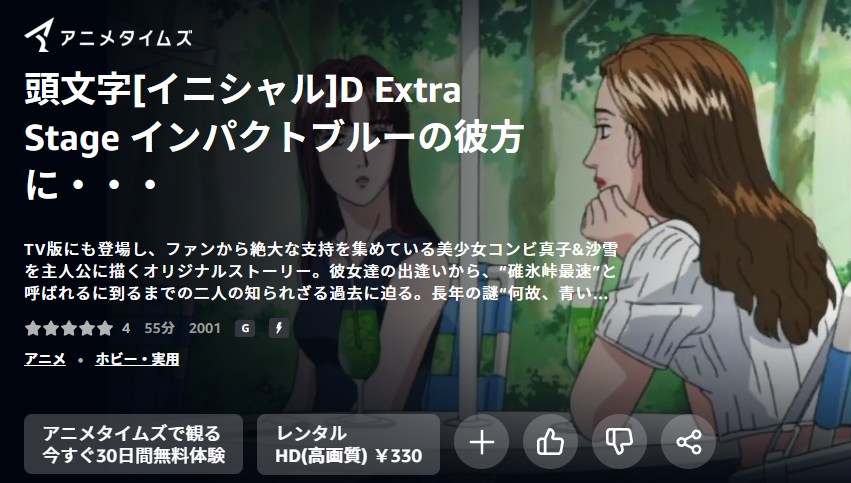 頭文字D（イニシャルD） Extra Stage インパクトブルーの彼方に・・・ Amazonプライム