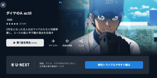 ダイヤのA actII（3期） U-NEXT