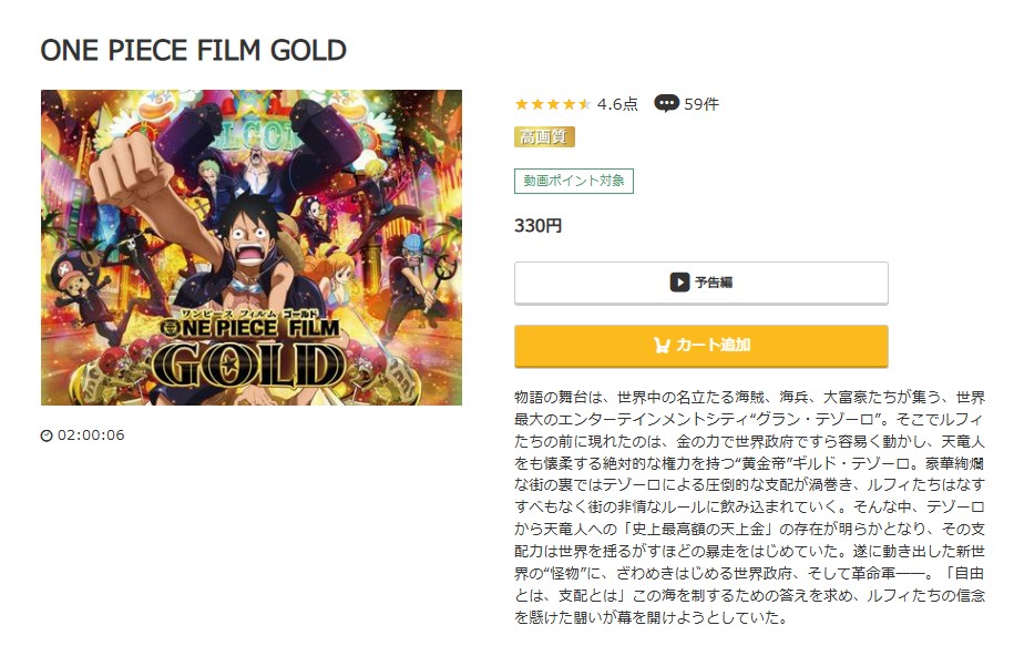 ONE PIECE FILM GOLD music.jp