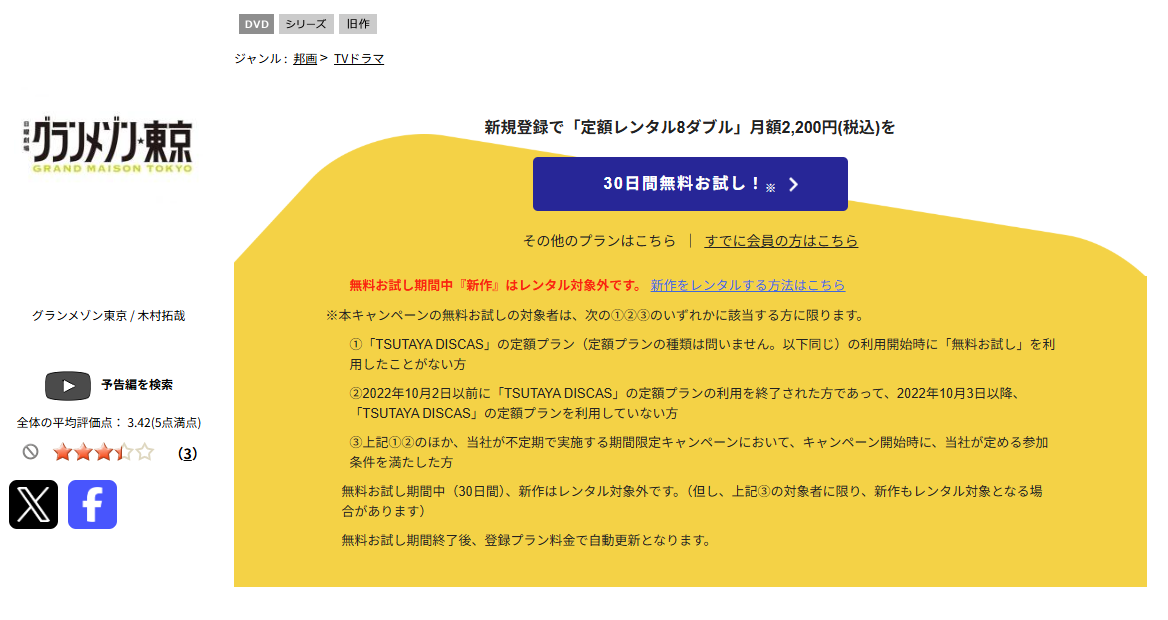「グランメゾン東京」シリーズ TSUTAYA DISCAS