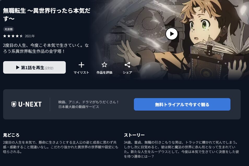 U-NEXT 無職転生~異世界行ったら本気だす~