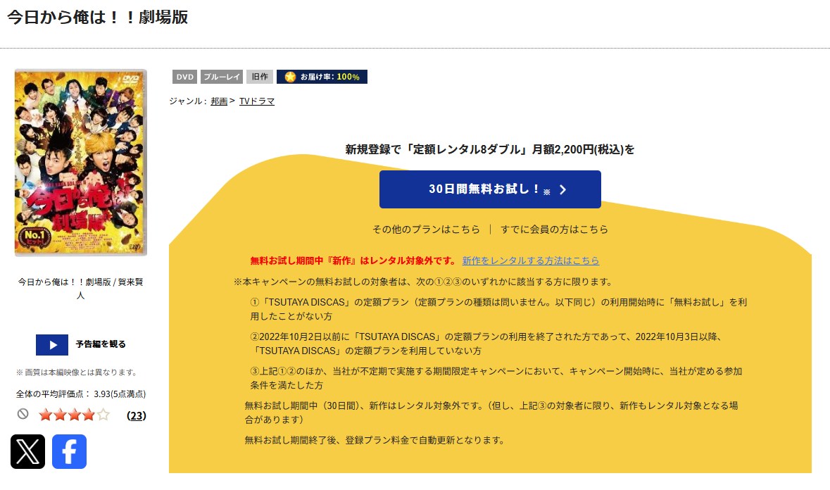今日から俺は!!劇場版 TSUTAYA DISCAS