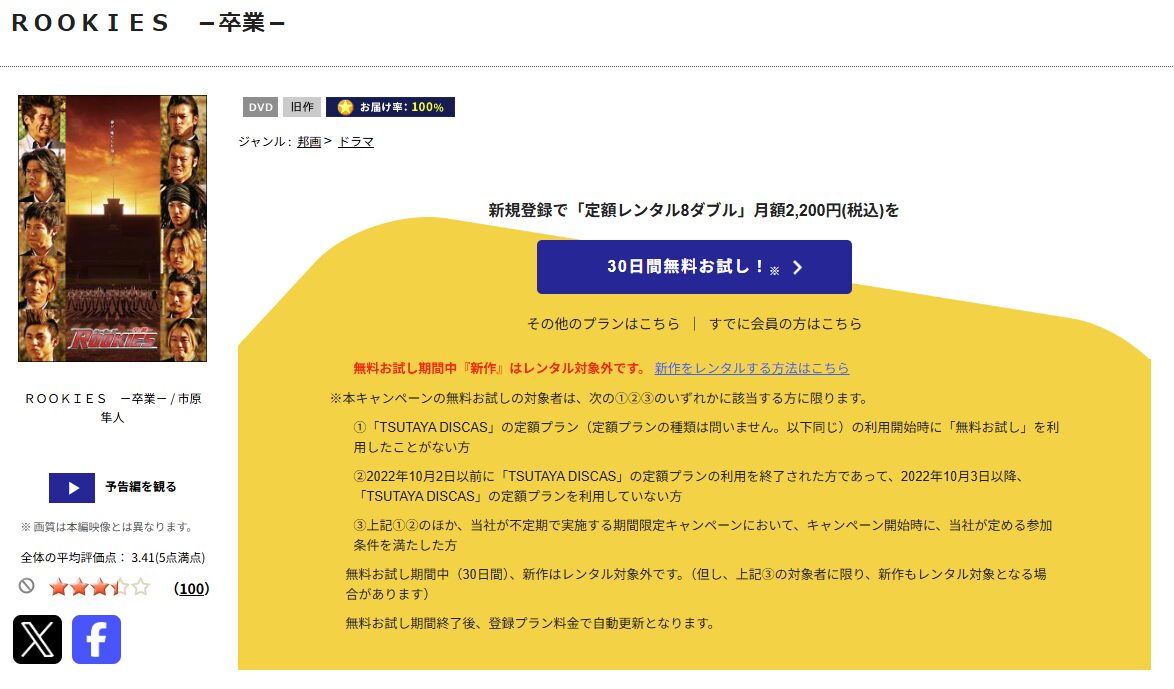 TSUTAYA DISCAS ROOKIES‐卒業‐