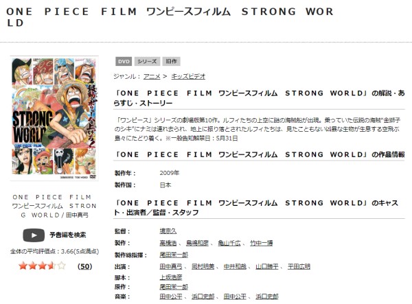 ONE PIECE FILM STRONG WORLD tsutaya