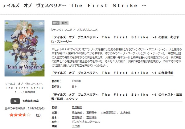 テイルズ オブ ヴェスペリア 〜The First Strike〜 tsutaya